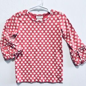 MATILDA JANE Girls 4 Puffer Sleeves Coral & White POLKA DOT Boho Peasant Top